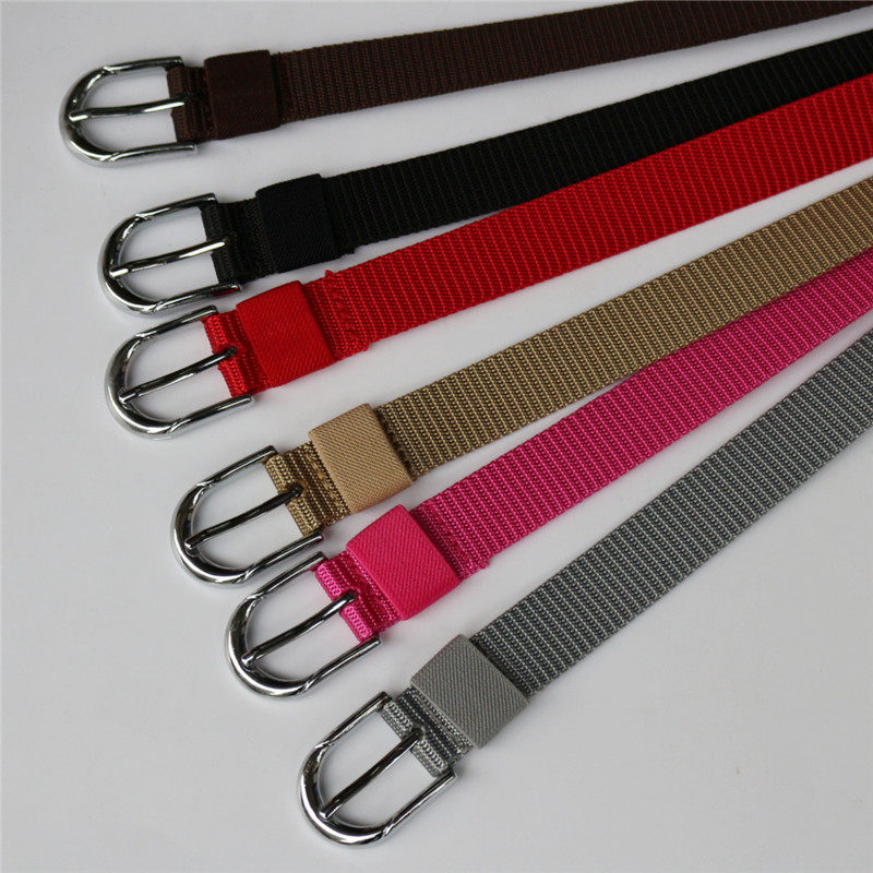 Narrow Belt Girls Needle Buttoned Nylon Instrumental Eyewear Perforated Pants With Student Decorated Sportswear Belt