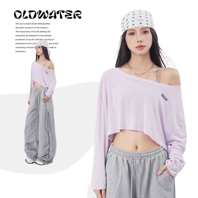 Hot Girl Dance Outfit: Off-Shoulder Sun Protection Blouse for Women, Lightweight, Loose, Short, Sexy, Midriff-Baring Jazz Top, Trendy Hot Girl Dance Outfit: Off-Shoulder Sun Protection Blouse for Women, Lightweight, Loose, Short, Sexy, Midriff-Baring Jazz Top, Trendy