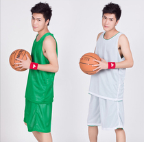 Mesh breathable sweat-absorbing game uniform suit custom training vest jersey Green double-sided basketball jersey jersey for men