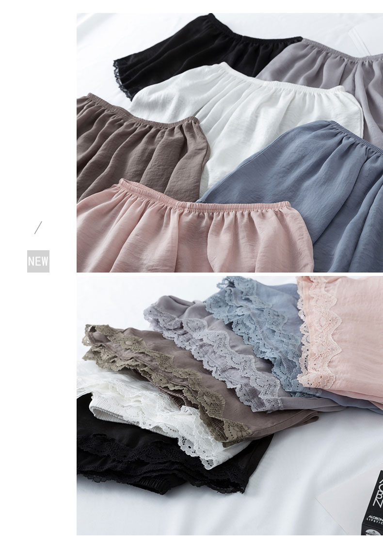Quần an toàn nữ chống ánh sáng mùa hè phần mỏng mượt bên ngoài satin mặc quần short ren lỏng lẻo phiên bản Hàn Quốc - Quần tây thường quần thể thao nữ