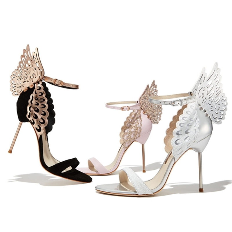 Sophia Webster 2022 Early Spring New Style Butterfly Rhinestone Genuine Leather Rivet Stiletto High Heels Women's Sandals