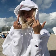 Daredreamin | Phiên bản Mỹ của Champion thêu áo len trùm đầu tiêu chuẩn đôi nam nữ với áo hoodie sang trọng