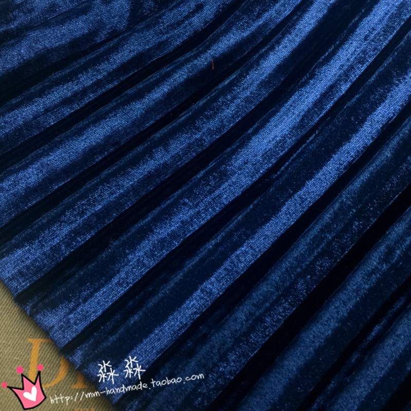 DIY mùa thu và mùa đông pleated tạng đặc khuôn khổ gấp nếp vàng nhung váy vải mới điện quang ngực dài - Vải vải tự làm vai cotton