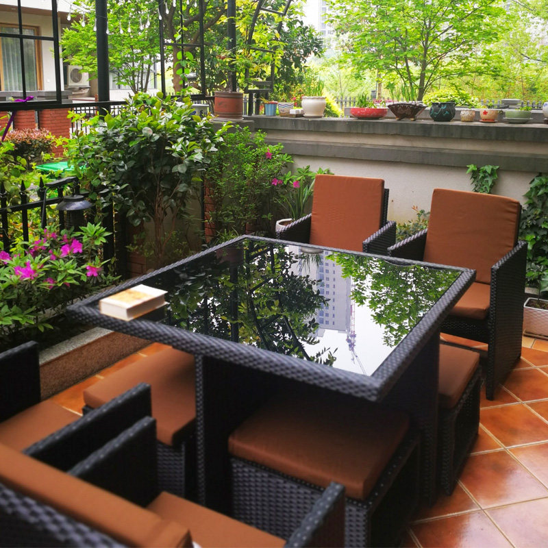 Outdoor tables and chairs courtyard rattan chairs villa open-air balcony tables and chairs outdoor terrace leisure garden creative rattan tables and chairs