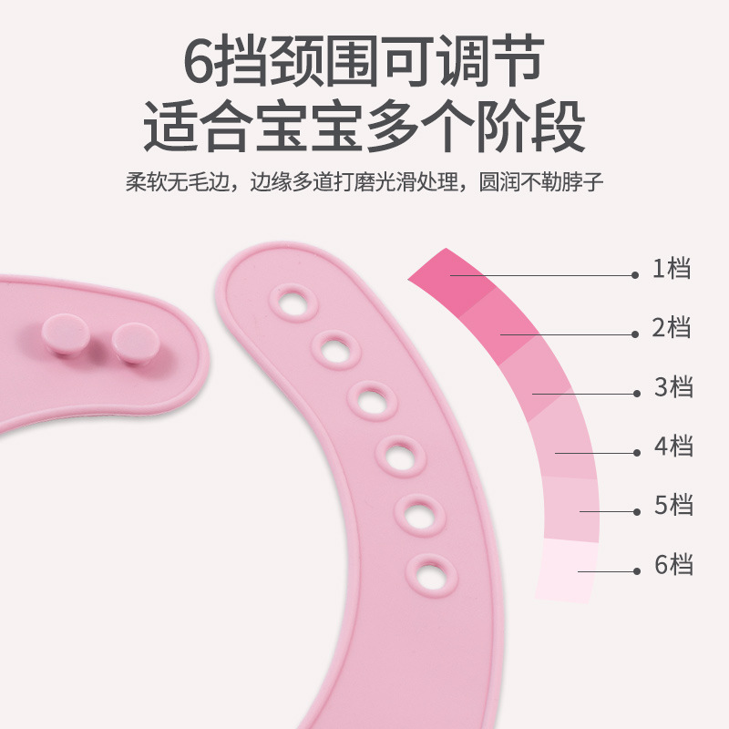 Cartoon Pattern Baby Silicone Rubber Round Pocket Newborns Adjustable Saliva Pocket Eating Bib Food Grade Silicone Gel Spit Towel