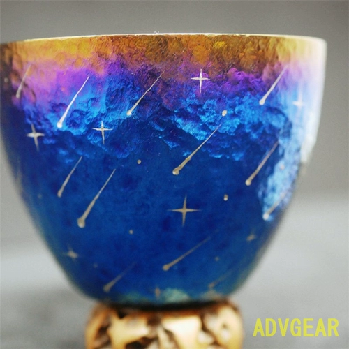 51783 Advgear White Wine Peing Tea Cup Double -Slayer Titanium Cup Cup Carging Carving Japan Импортная Япония