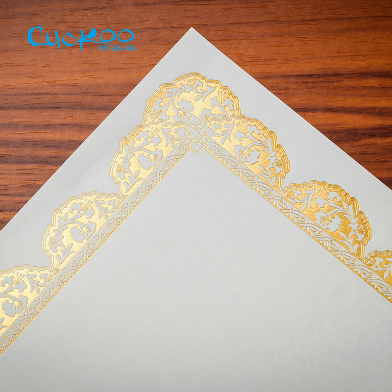 Cuckoo Bird A4 Creative Blank Gold and Silver Foil Frame Award Paper Honor Certificate Appointment Letter Authorization Completion Certificate Production Paper