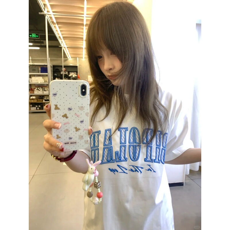 American Style Letter Embroidered Short-Sleeved T-Shirt for Women 2026 New Loose and Versatile Half-Sleeved Top for Girls and Students Trendy Brand American Style Letter Embroidered Short-Sleeved T-Shirt for Women 2026 New Loose and Versatile Half-Sleeved Top for Girls and Students Trendy Brand