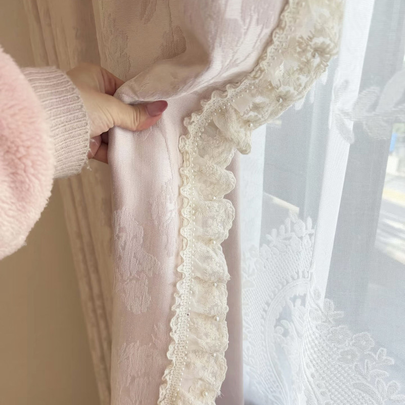 New Style Curtains with French Pearl Tassels, Lace Trim, Sheer Curtains, Valances, Spliced Edges, Home Textiles, Clothing Decoration Accessories New Style Curtains with French Pearl Tassels, Lace Trim, Sheer Curtains, Valances, Spliced Edges, Home Textiles, Clothing Decoration Accessories