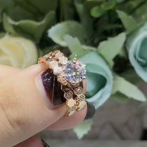 18K white gold gold honeycomb Diamond Girl ring simple Classic 6-claw diamond ring wedding engagement custom ring