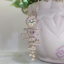 18K gold gold Mosan diamond pendant full Diamond luxury sweater chain choker D color moisanishi necklace custom