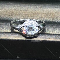 18k platinum D color mo sang shi nv jie Oval 1 karat specific personality Wild Diamond Ring women