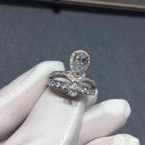 18K platinum rose gold crown group inlaid female ring custom big carat mothan Crown pear-shaped water drop