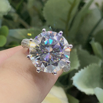 18K white gold color gold Mosan diamond ring Female full diamond half full diamond luxury atmosphere diamond ring 5 carat ring female