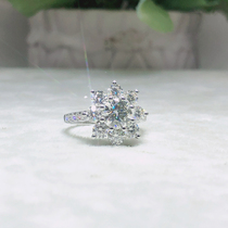 D color 18K gold gold mozzan diamond ring Classic eight round a flower type luxury group inlaid with moisanishi women ring custom