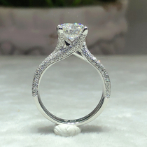 Imported mozzan 18k White Gold Gold Classic 4 claw ring female luxury full of Moissanite ring custom