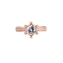 18K rose gold Moisan stone female ring luxury flower Classic 6 Fanghu petal micro inlay