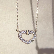 18K white gold color gold diamond pendant heart-shaped natural diamond neck decoration with 18K gold chain Liu Tao with the same necklace