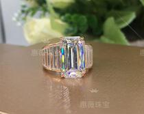 Luxury da qi kuan 18k rose gold mo sang shi ring emerald cut 8 karat D color mo sang shi