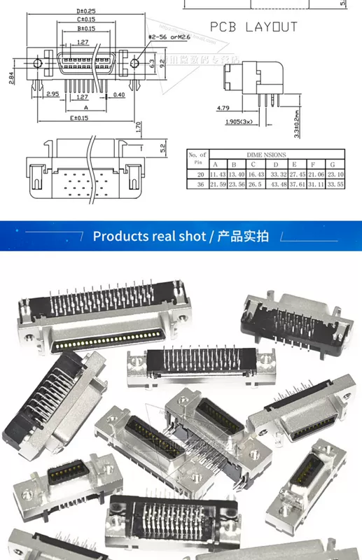 Ổ đĩa servo SCSI nữ SM Đầu nối dây MDR liên kết nam 14P 20P 26P 36P 50P