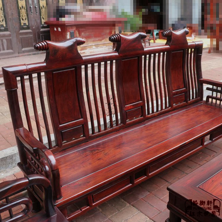 Sofa Mahogany Lào gỗ hồng sắc đỏ Ming phong cách cổ sofa bộ bộ tám gỗ Sian gỗ hồng mộc - Bộ đồ nội thất giường hộp