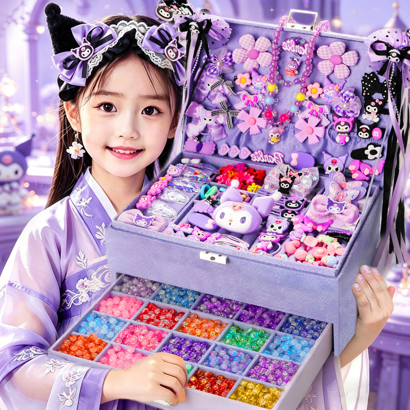 Children's DIY Beaded Hair Accessories Gift Box Bracelet Bead Stringing Handmade Girls' Trendy Toys for Children's Day 8