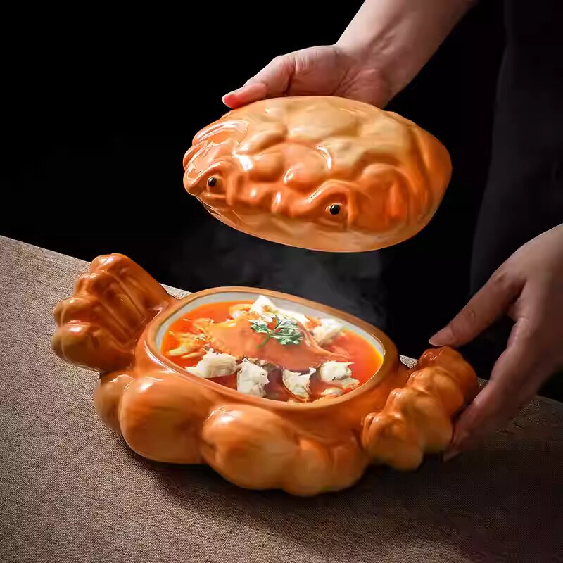 Creative Crab Shell-Shaped Cups for Serving Crab Roe and Vermicelli, Fusion Cuisine, Hotel Restaurant Specialty Tableware Creative Crab Shell-Shaped Cups for Serving Crab Roe and Vermicelli, Fusion Cuisine, Hotel Restaurant Specialty Tableware