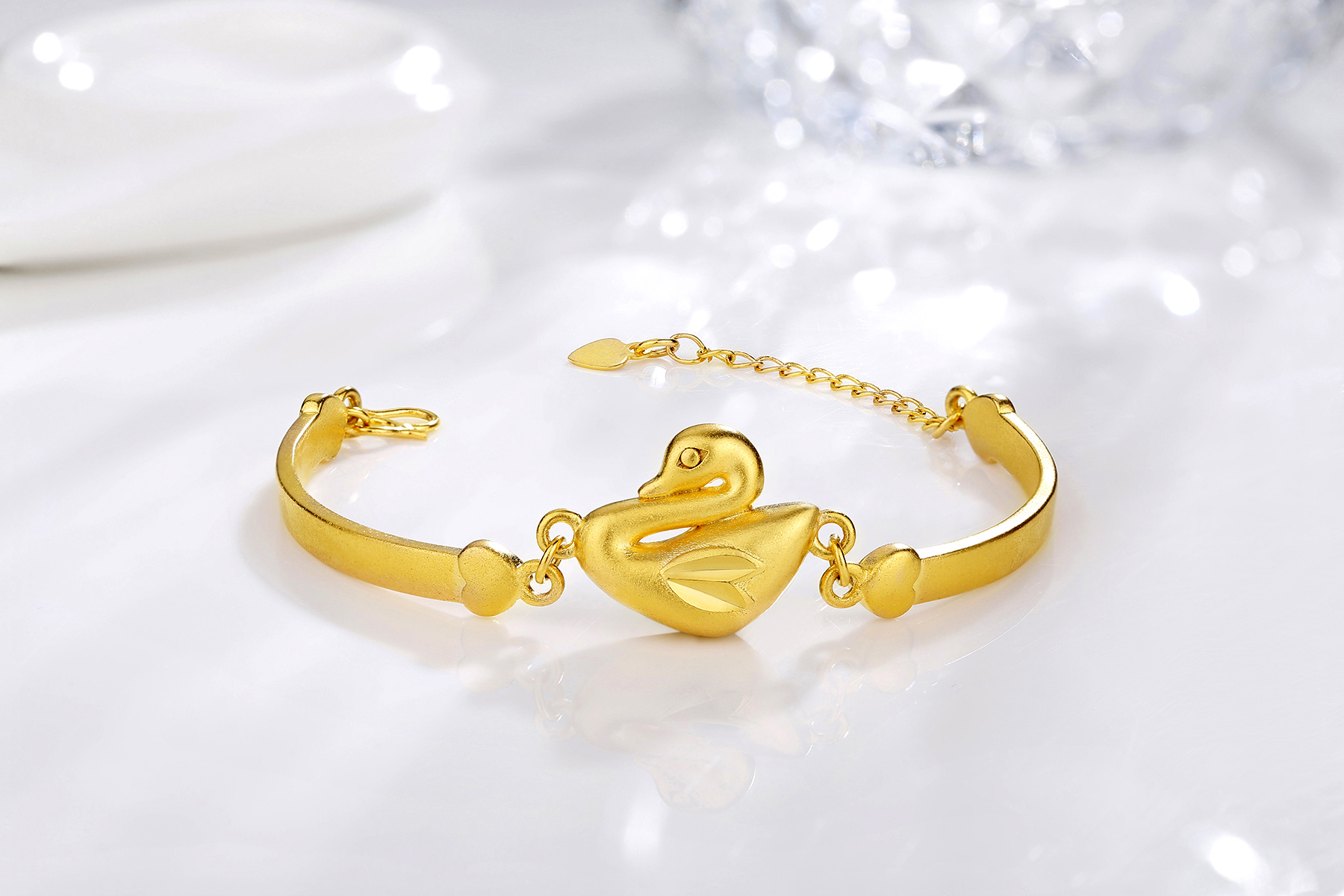Vòng đeo tay thiên nga vàng nguyên chất 24k vàng 貔貅 vòng tay 999 mẫu vàng đầy đủ nữ để gửi nhẫn bông tai - Vòng đeo tay Cuff vòng tay Cuff