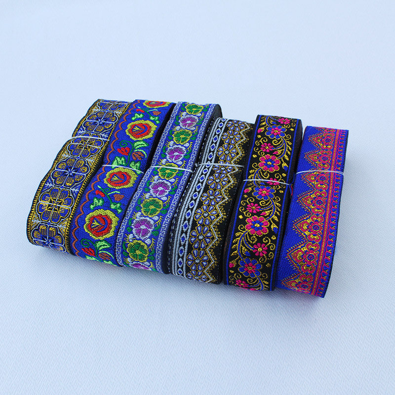 Guizhou ethnic minority clothing flower embroidery edge fabric Miao accessories Miao clothing decoration Miao embroidery ethnic wind webbing strip
