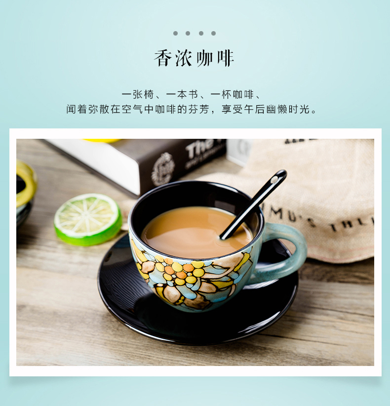 Cà phê gia dụng Cup Continental nhỏ sang trọng gốm đơn giản Cup cà phê Dish Spoon Set với Latte Cup Retro - Cà phê cốc uống cafe giữ nhiệt
