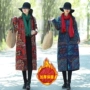 Phong cách văn học retro áo gió dài 2018 mùa đông mới cotton và lanh in kích thước lớn bông nhồi bông áo khoác nữ áo phao nữ dáng ngắn cao cấp