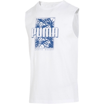 PUMA White Vest Mens 2024 Autumn New Mens Cotton Waistcoat Sleeveless Sports T-Shirt 684780