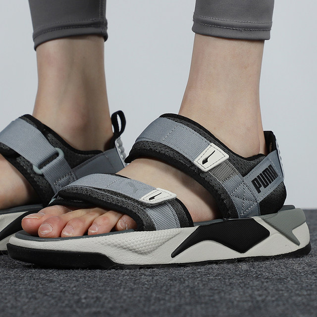 PUMA Sandals ເກີບຜູ້ຊາຍເກີບແມ່ຍິງ 2024 Summer New Grey Couple Beach Shoes Casual Sandals 374862