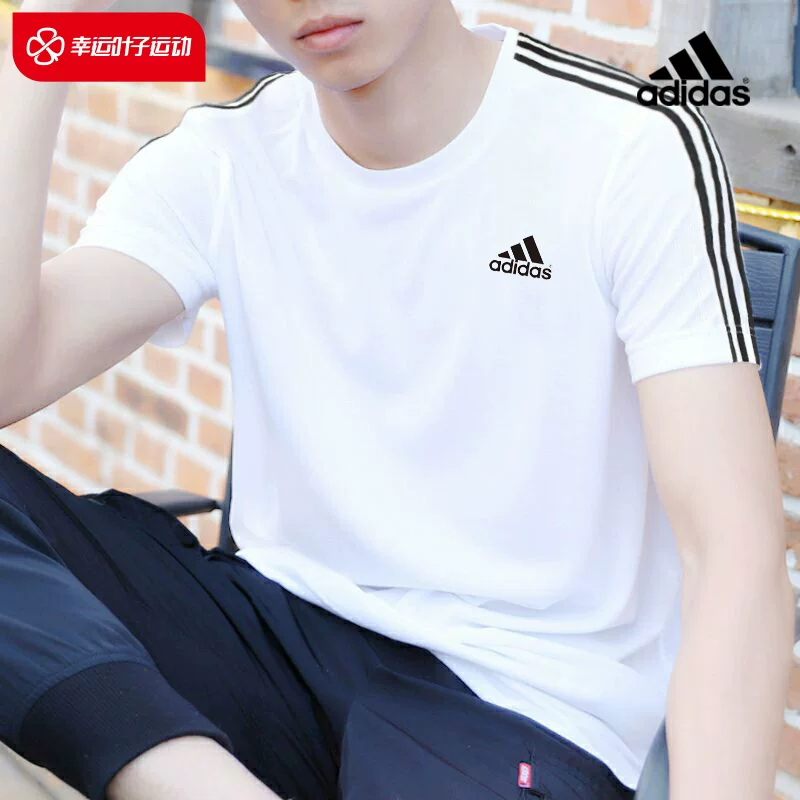 Футболка Adidas, летняя белая хлопковая спортивная костюм, с коротким рукавом