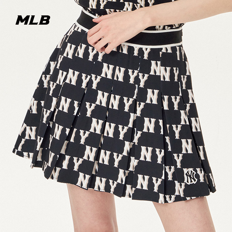 MLB Official Short Dress 2023 Summer New Sports Skirts Casual NY Old Flowers Full Mark Half Body Dress Pleats LA-Taobao