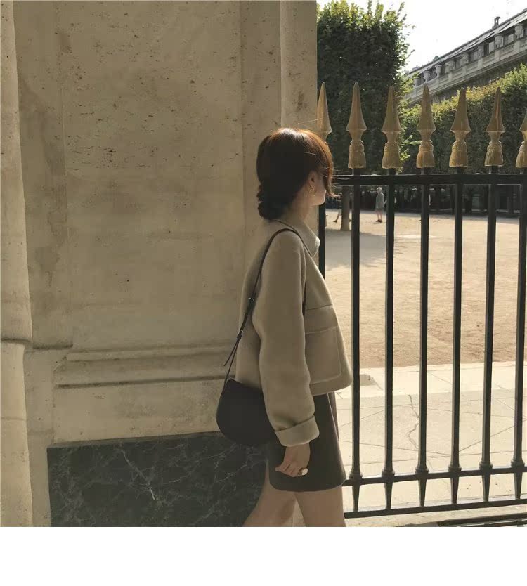 Mùa thu đông 2018 mới ngắn người đàn ông nhỏ len áo khoác phiên bản Hàn Quốc của áo khoác nữ cashmere hai mặt phổ biến ao khoac nu