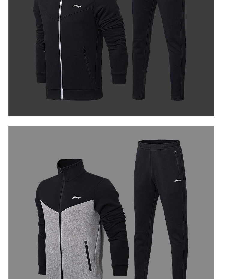 Li Ning thể thao phù hợp với nam 2018 loạt đào tạo mới áo len dài tay áo len Wei quần thể thao mùa hè - Thể thao sau bộ adidas