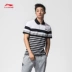 Li Ning tay ngắn nam nửa áo polo nam đào tạo mùa hè nam trung niên thể thao áo thun sọc ngang Áo polo thể thao