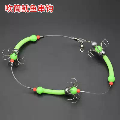 Fluorescent luminous hook squid string hook umbrella hook hanging blow tube hook glowing three fly explosion fishing squid hook hook