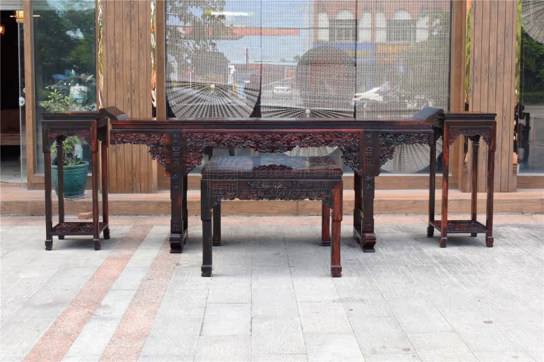 Dahong Lizhi Zhongtang sáu mảnh gỗ gụ Ganoderma lucidum trường hợp ghế cho bàn tám cổ tích kết hợp bàn ghế phòng khách - Bàn / Bàn 	bán bàn gỗ cổ điển	