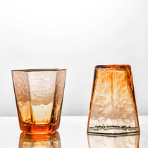 Nordic ins Net red hexagonal gold rim glass home Amber water Cup Goblet Glass set Cup children
