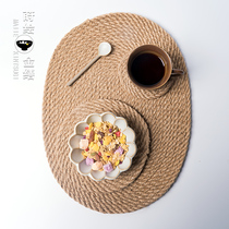 Japanese pastoral Linen straw mat anti-hot insulation mat Bowl plate mat home mat tea cup mat table mat plate coaster