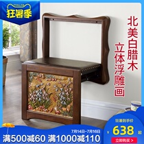 Folding shoe stool Solid wood household shoe stool Wall-mounted hanging wall stool Door entrance retractable invisible chair