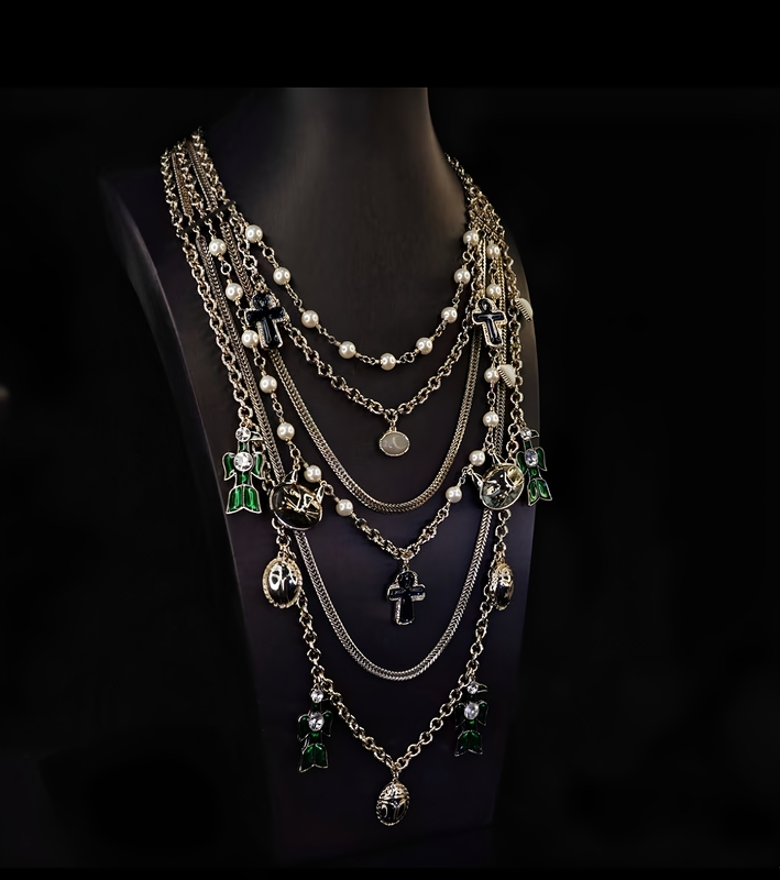 Shanshan Ancient Egyptian Ankh Bast Multi-Layered Fragrance Necklace