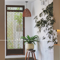 Chinese solid wood partition antique screen retro wood entry into the background wall florig grille fold screen for old