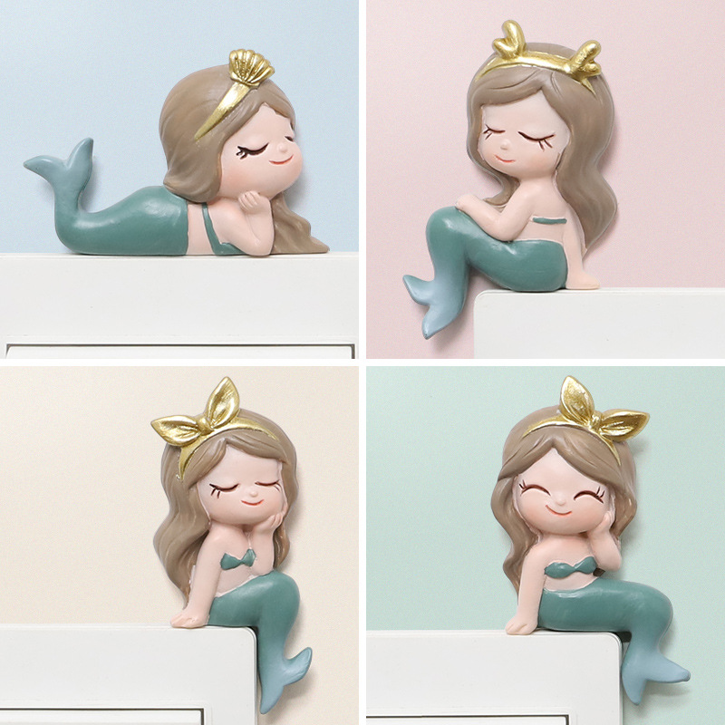 Creative Cute Mermaid Resin 3D Solid Switch Sticking wall sticking protective sleeve Switch Decorative Sticker Socket Switch Sleeve