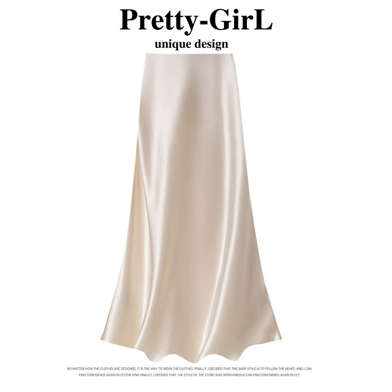Acetate Skirt for Women, Summer High-End Petite Style, Stunning Silk Satin, Super Popular Fishtail Skirt, Long Skirt