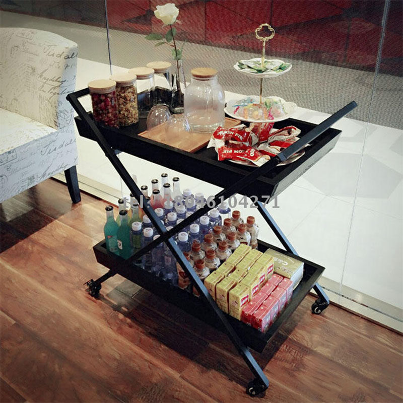 Eurostyle dining car solid wood Home Dining Side Fruit Trolley Creative Balcony balcony Living room Tea Point wine waterwheel Tie-Taobao