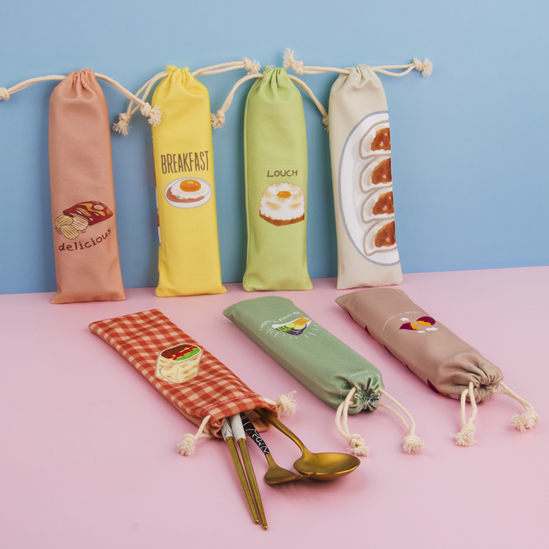 Tableware bag fabric portable children's chopsticks storage bag tableware box outer with tableware bag chopsticks bag student