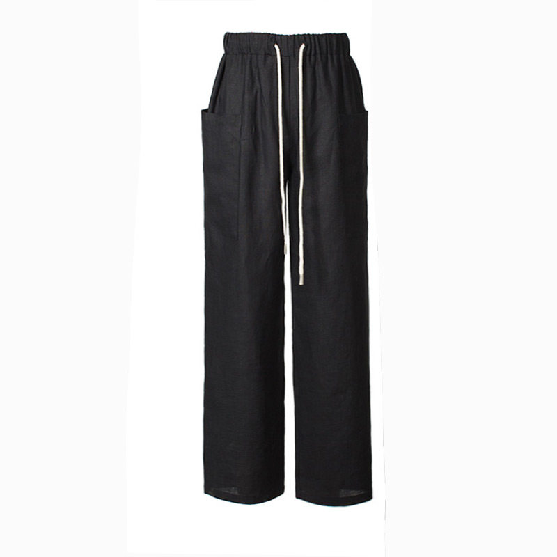Cotton and linen women's loose linen thin straight wide-leg pants look thin and all-match trousers